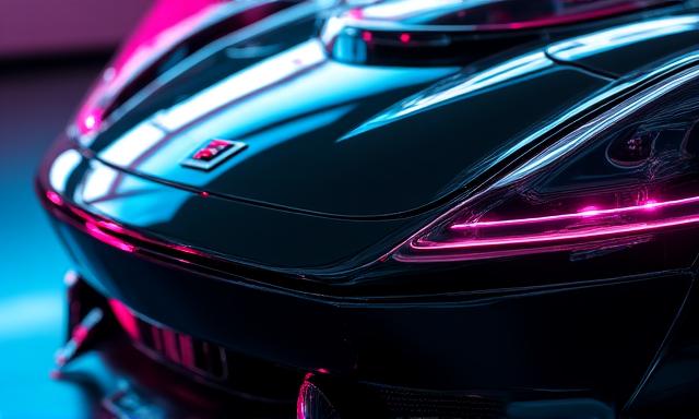 Close-up van een glanzende motorkap